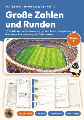 Cover: Exit-Tickets Große Zahlen und Runden Mathe Klasse 5